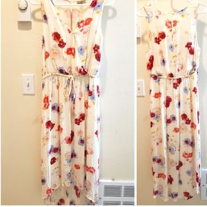 Lucky Brand Cream and Floral Hi-Low Dress - Size 8 NWT 7W90354